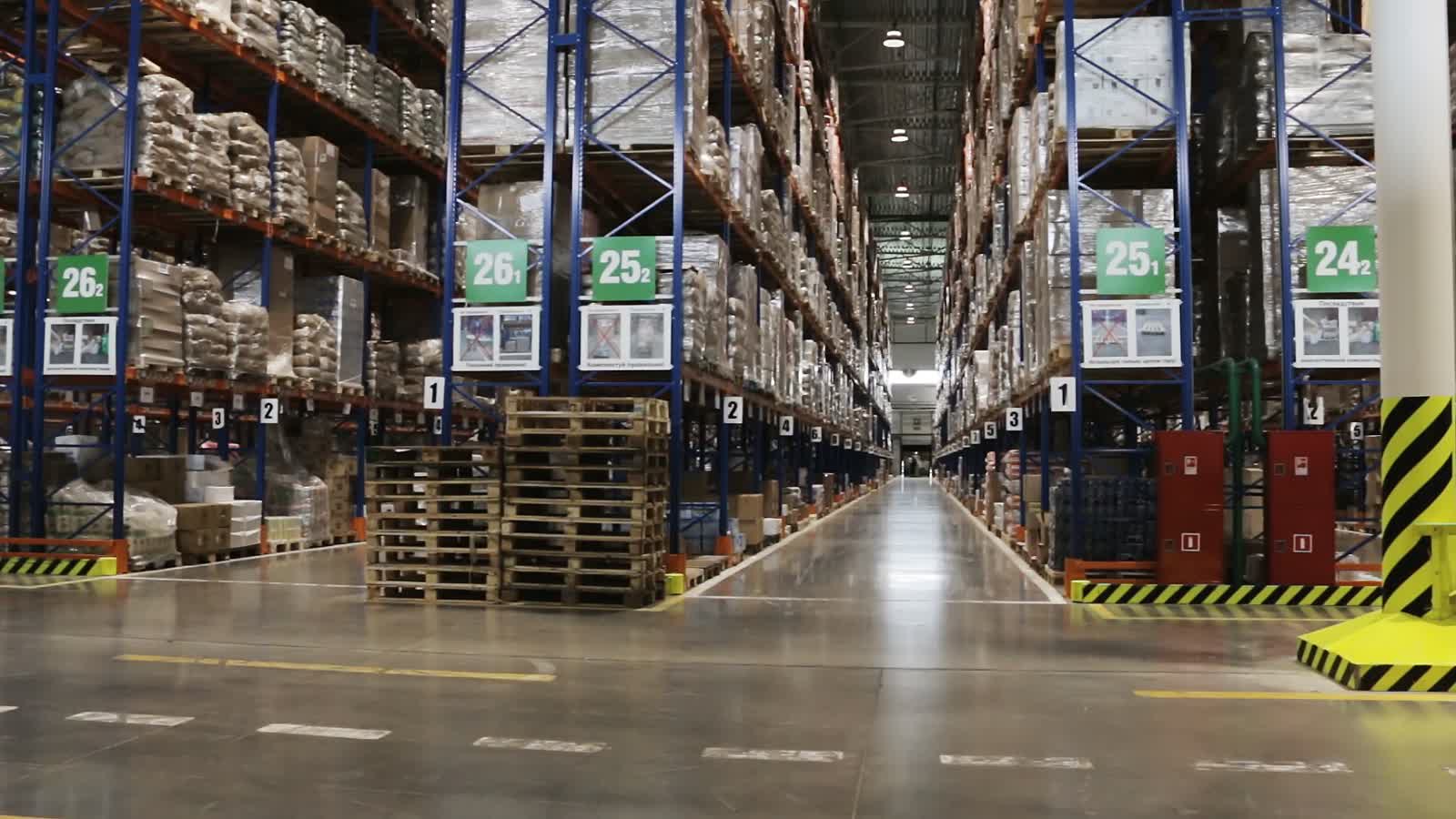 Aerial view of a large distribution center