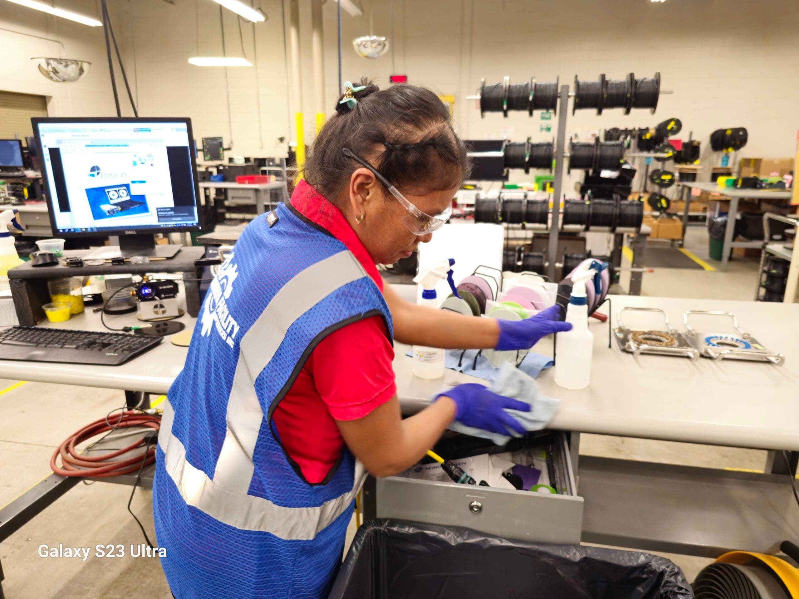 Commercial facility cleaning in progress by Millennium Facility Services team